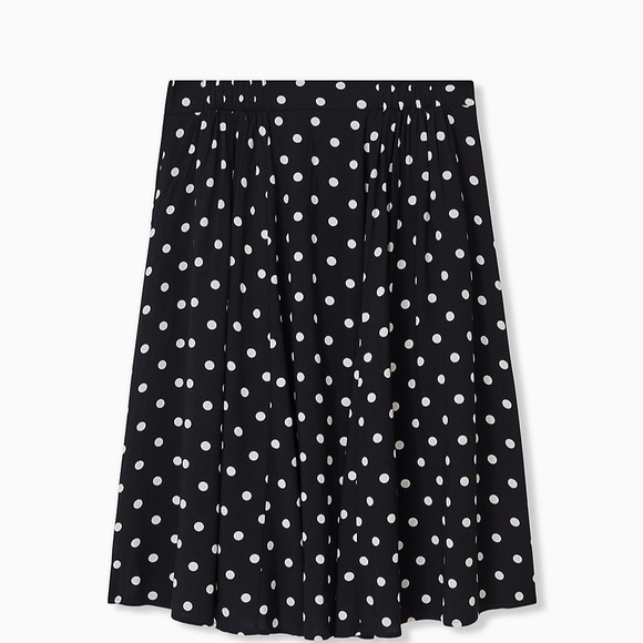 BLACK & WHITE POLKA DOT CHALLIS BUTTON MIDI SKIRT - Picture 3 of 3